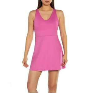 Gap Women's Moisture Wicking Shelf Bra Active Tank Dress Pink Shorts Pocket L